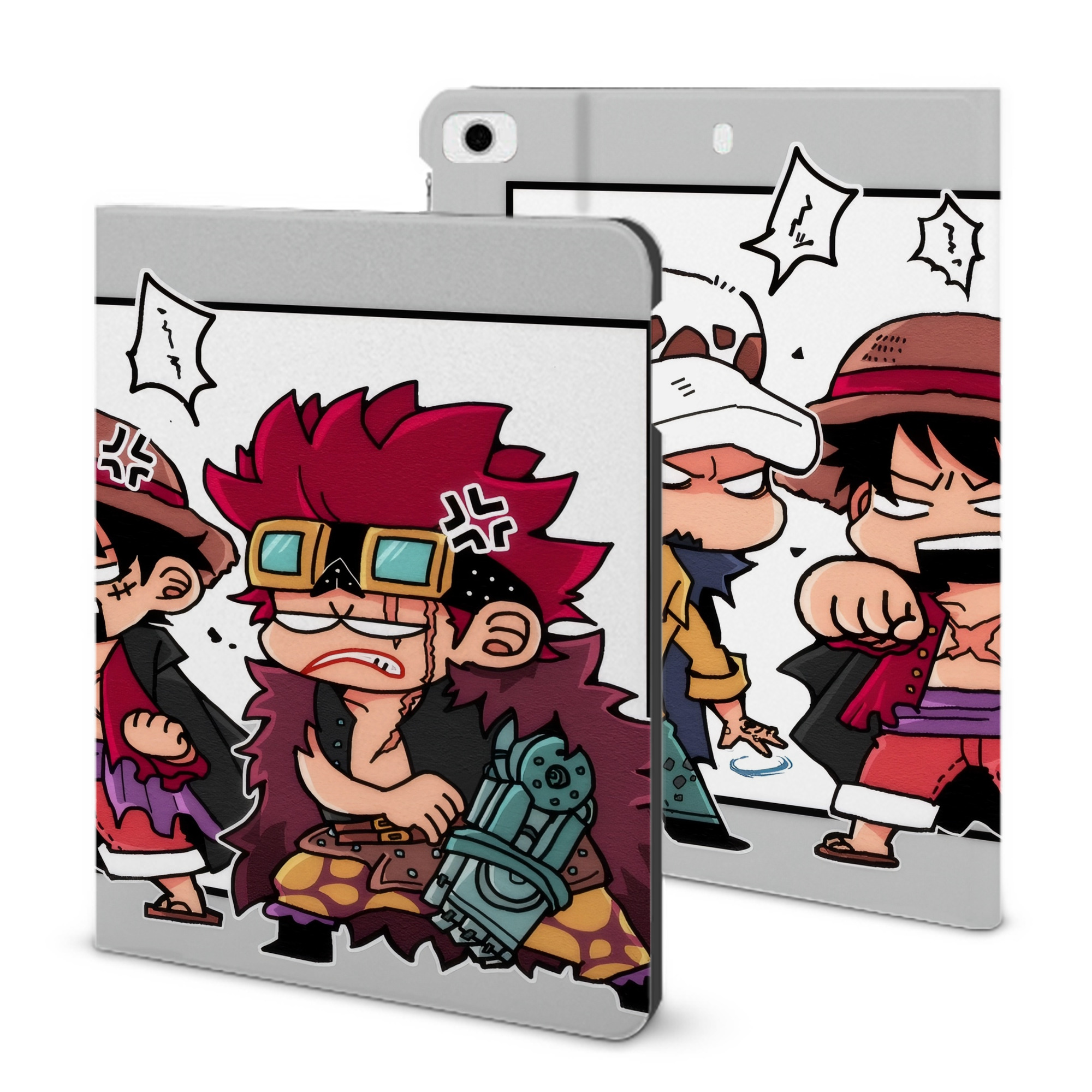 ワンピース ONE PIECE IPad ケース ブック型 PUレザー TPU 耐衝撃 軽量 薄型 ペン収納なし 全面保護 IPad 各モデル対応